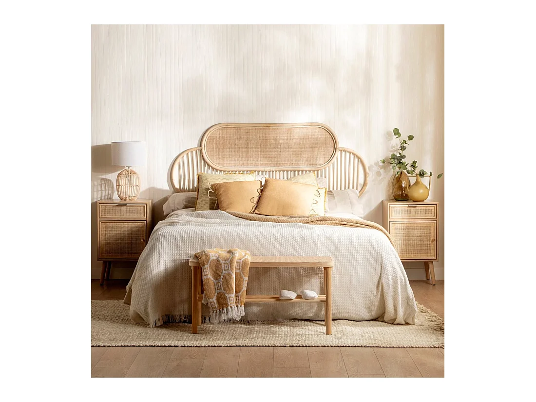 Mesita de noche 2 cajones de Fibra natural Natural 71 x 42- Mapi