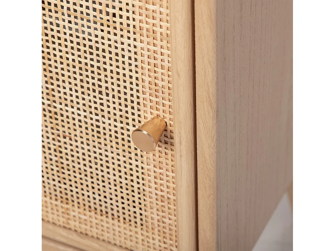Table de chevet 2 tiroirs en rotin naturel 42x71 cm-Mapi