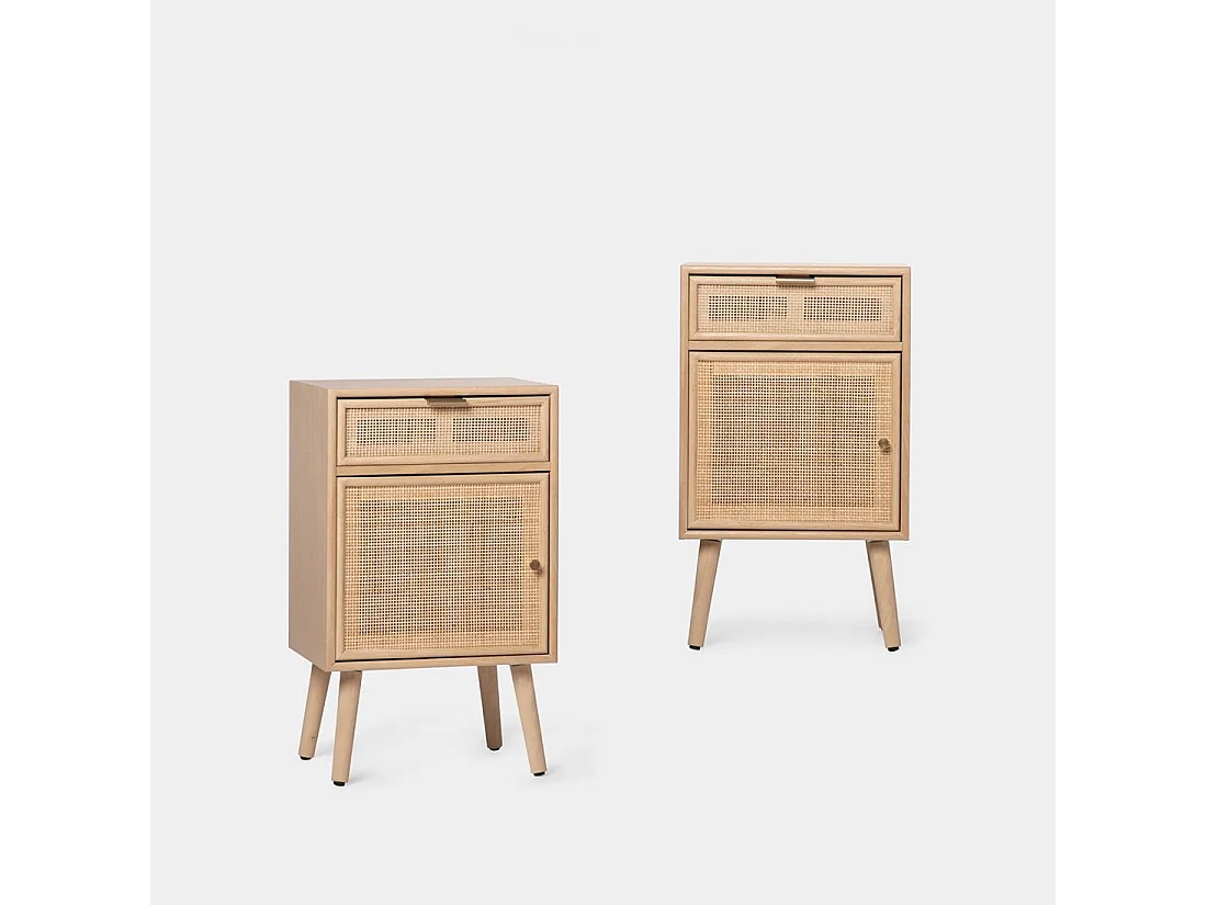 Mesita de noche 2 cajones de Fibra natural Natural 71 x 42- Mapi