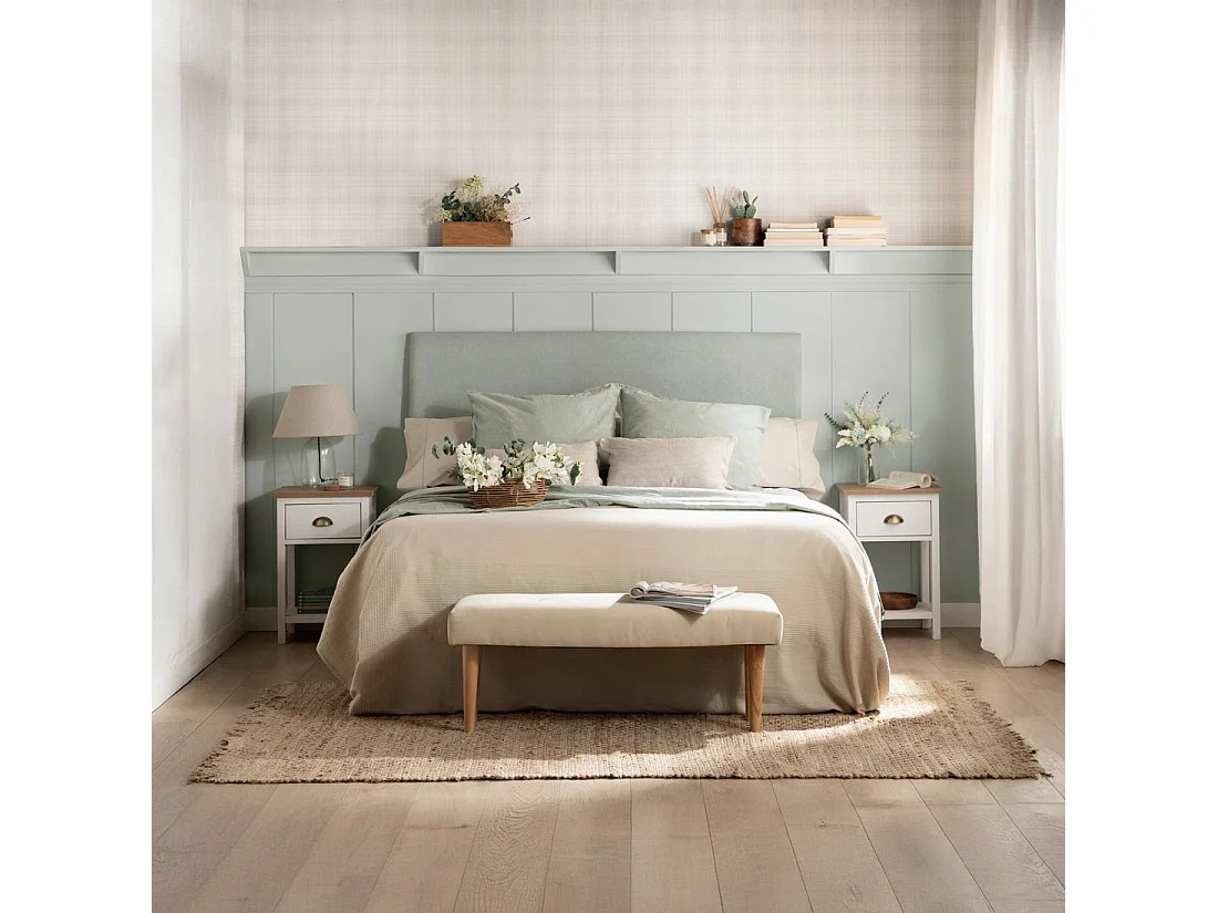 Table de chevet 1 tiroir en laqué blanco-natural 40x60 cm-Marais