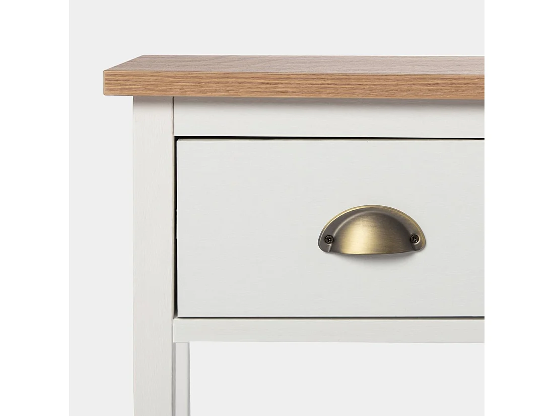 Table de chevet 1 tiroir en laqué blanco-natural 40x60 cm-Marais