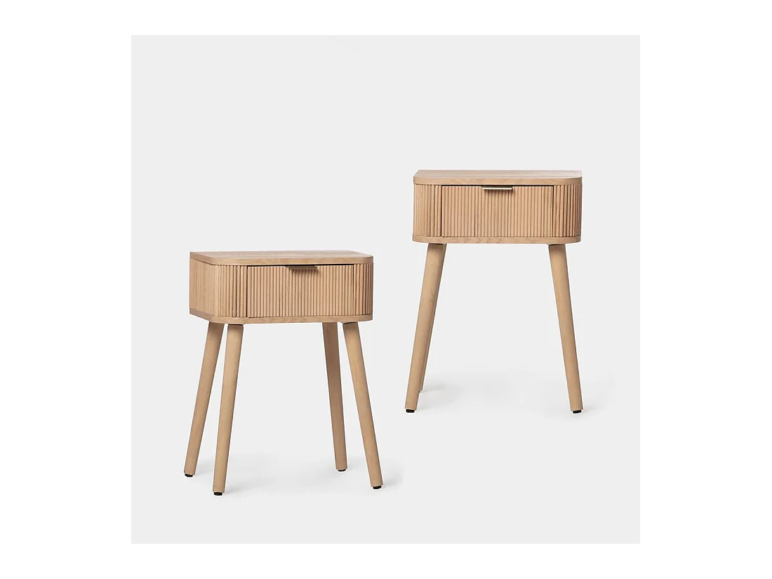 Table de chevet 1 tiroir en bois naturel 40x55 cm-Mina