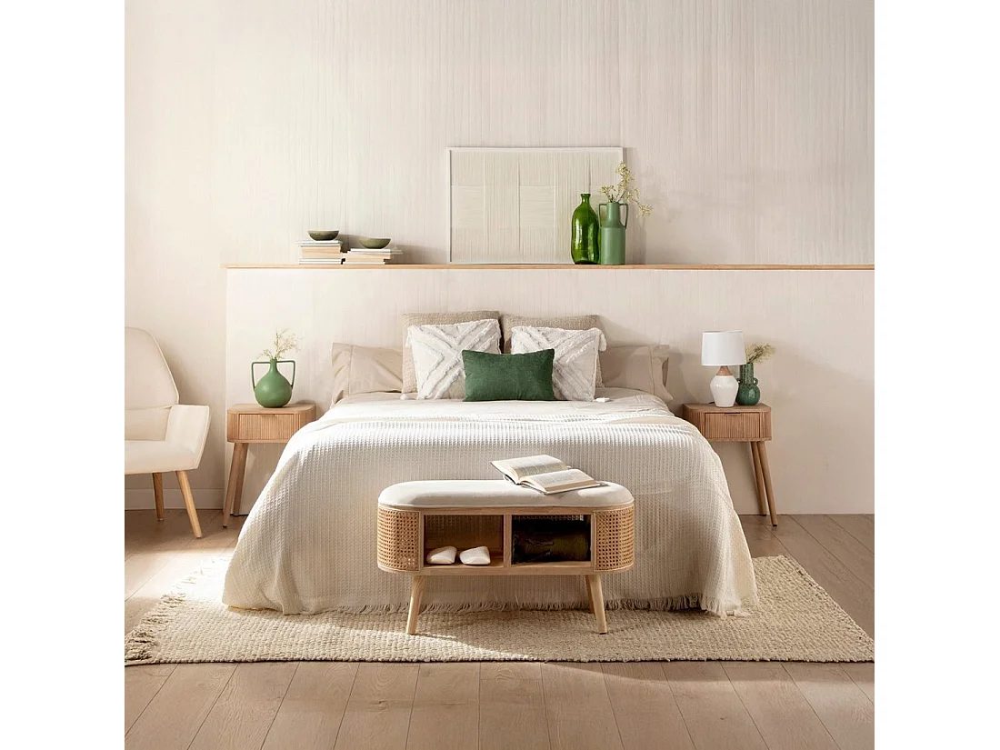 Mesita de noche 1 cajón de Madera Natural 55 x 40- Mina