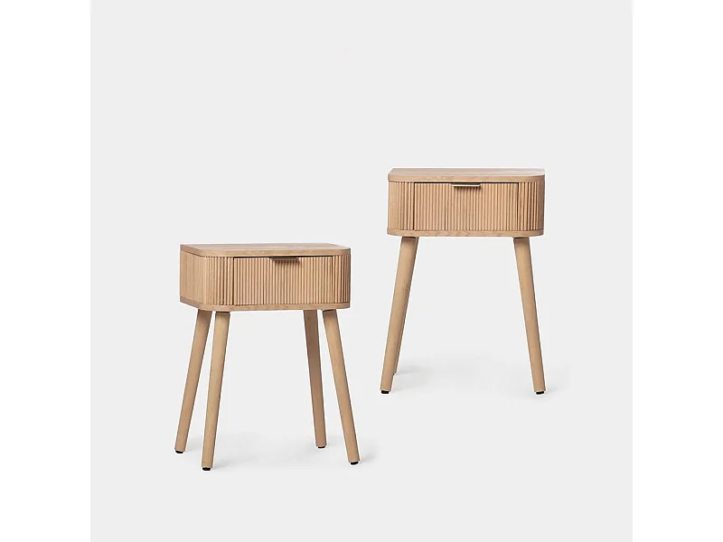 Table de chevet 1 tiroir en bois naturel 40x55 cm-Mina
