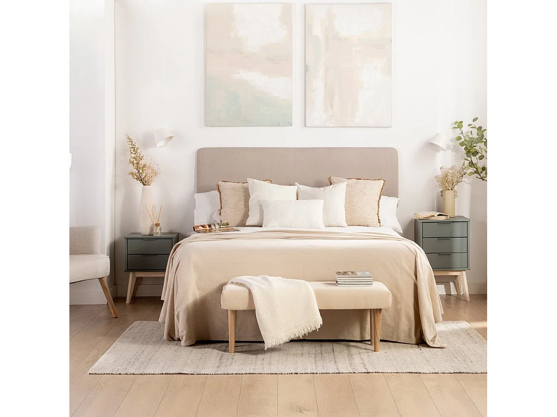 Table de chevet 2 tiroirs en laqué vert anthracite 40x53 cm-Troy