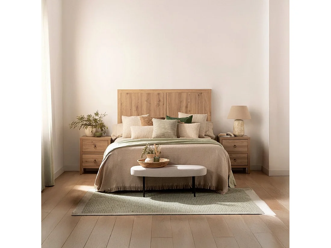 Table de chevet 2 tiroirs en bois naturel 50x60 cm-Livorno