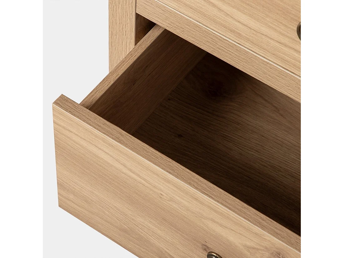 Table de chevet 2 tiroirs en bois naturel 50x60 cm-Livorno