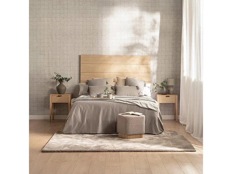 Mesita de noche 1 cajón de Madera Natural 60 x 45- Aima