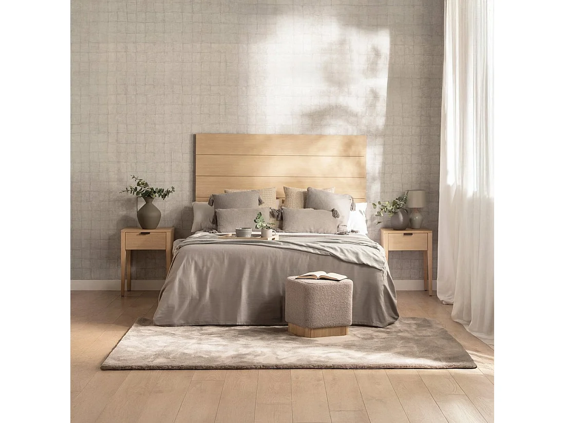 Table de chevet 1 tiroir en bois naturel 45x60 cm-Aima