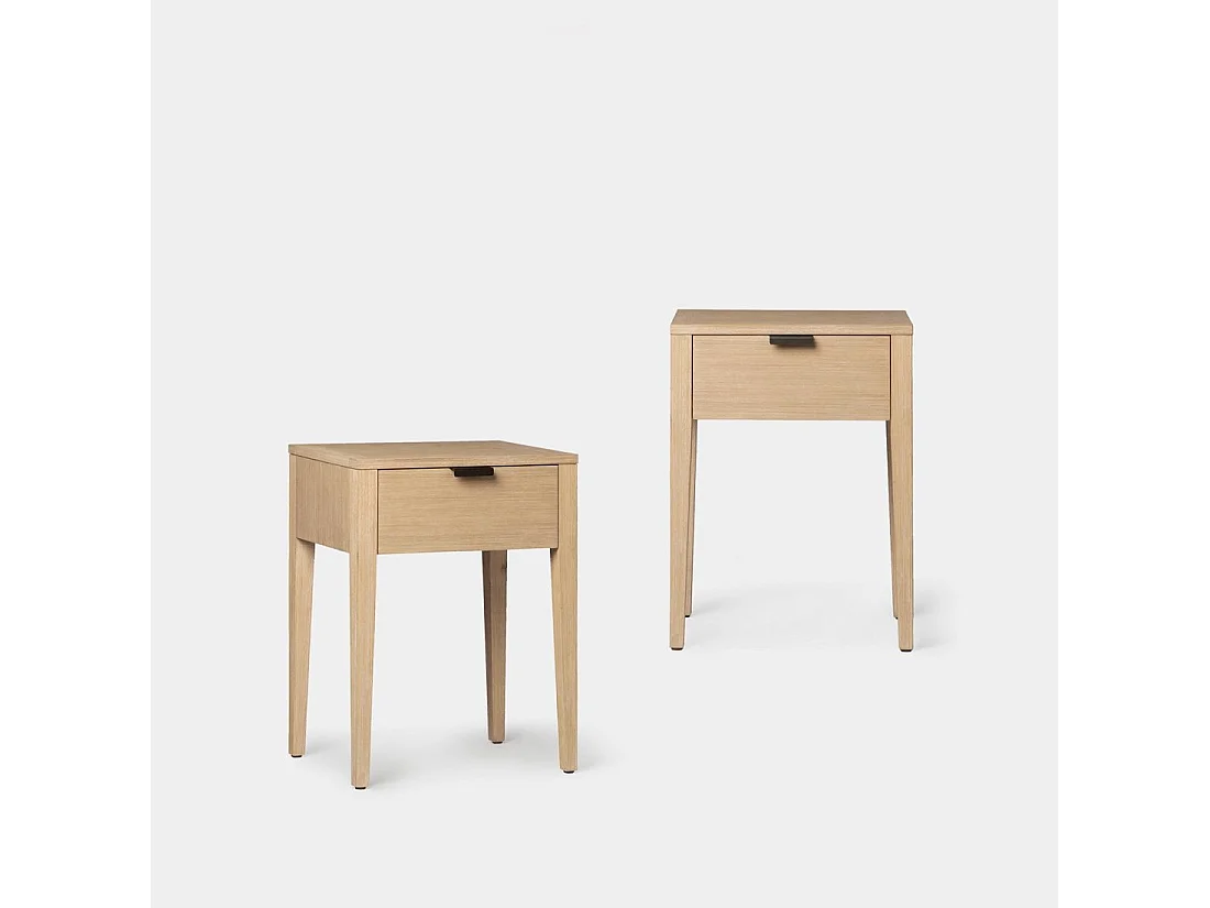 Table de chevet 1 tiroir en bois naturel 45x60 cm-Aima