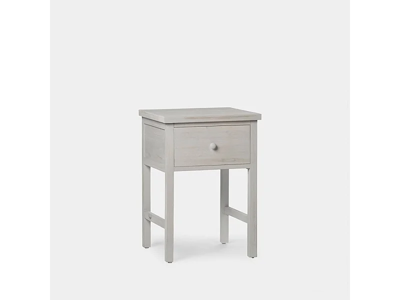 Mesita de noche 1 cajón de Madera Gris decapado 60 x 42- Folk