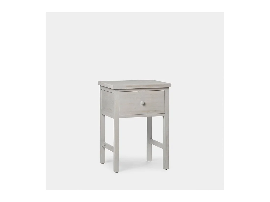 Table de chevet 1 tiroir en bois gris décapé 42x60 cm-Folk