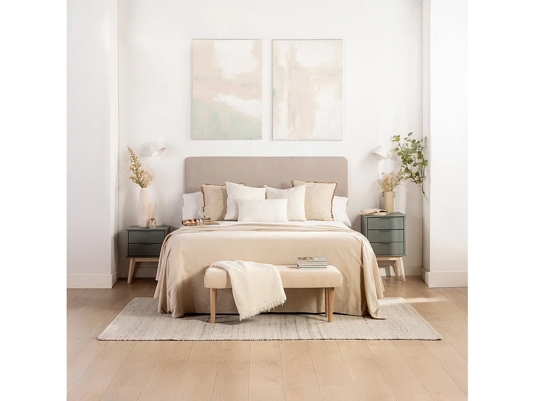 Table de chevet 2 tiroirs en laqué vert anthracite 40x53 cm-Troy