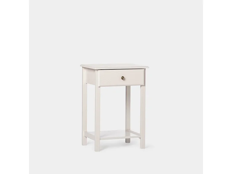 Table de chevet 1 tiroir en laqué gris perle 46x60 cm-Ruan