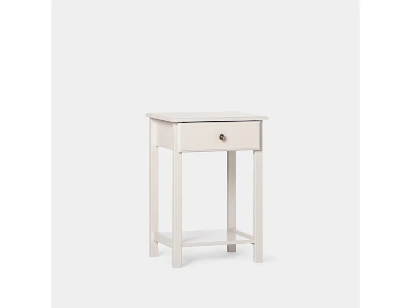 Table de chevet 1 tiroir en laqué gris perle 46x60 cm-Ruan