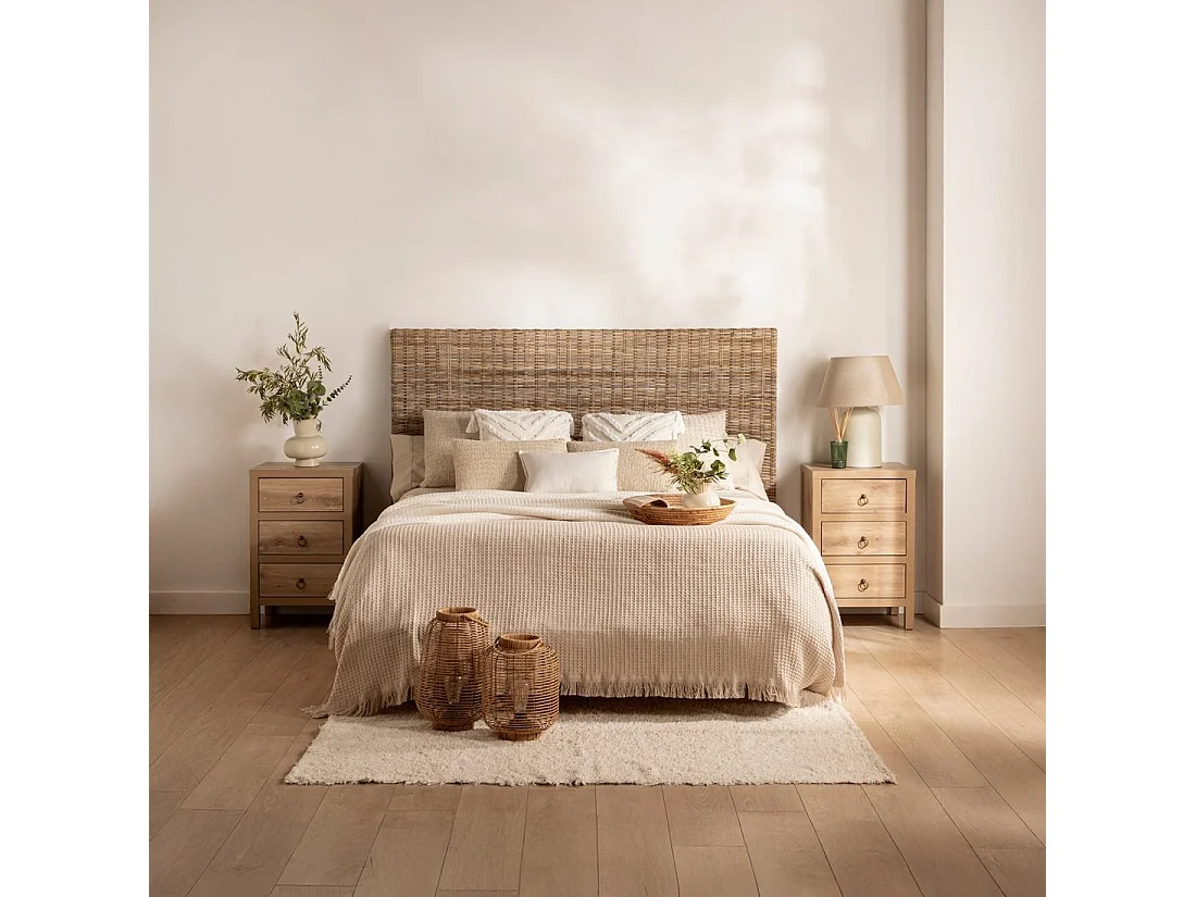 Table de chevet 3 tiroirs en bois naturel 45x70 cm-Livorno