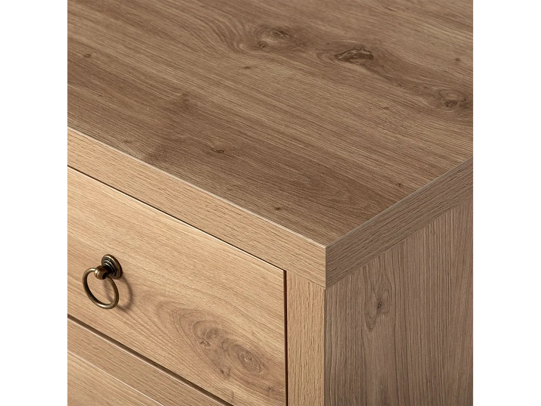 Table de chevet 3 tiroirs en bois naturel 45x70 cm-Livorno