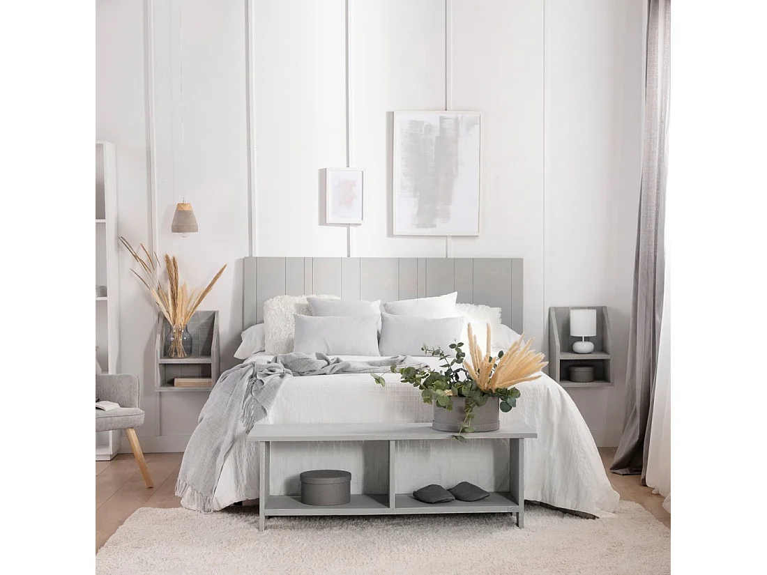 Mesita de noche flotante de Madera Gris decapado 18 x 36- Folk