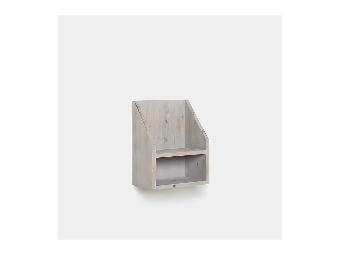 Table de chevet flottante en bois gris décapé 36x18 cm-Folk