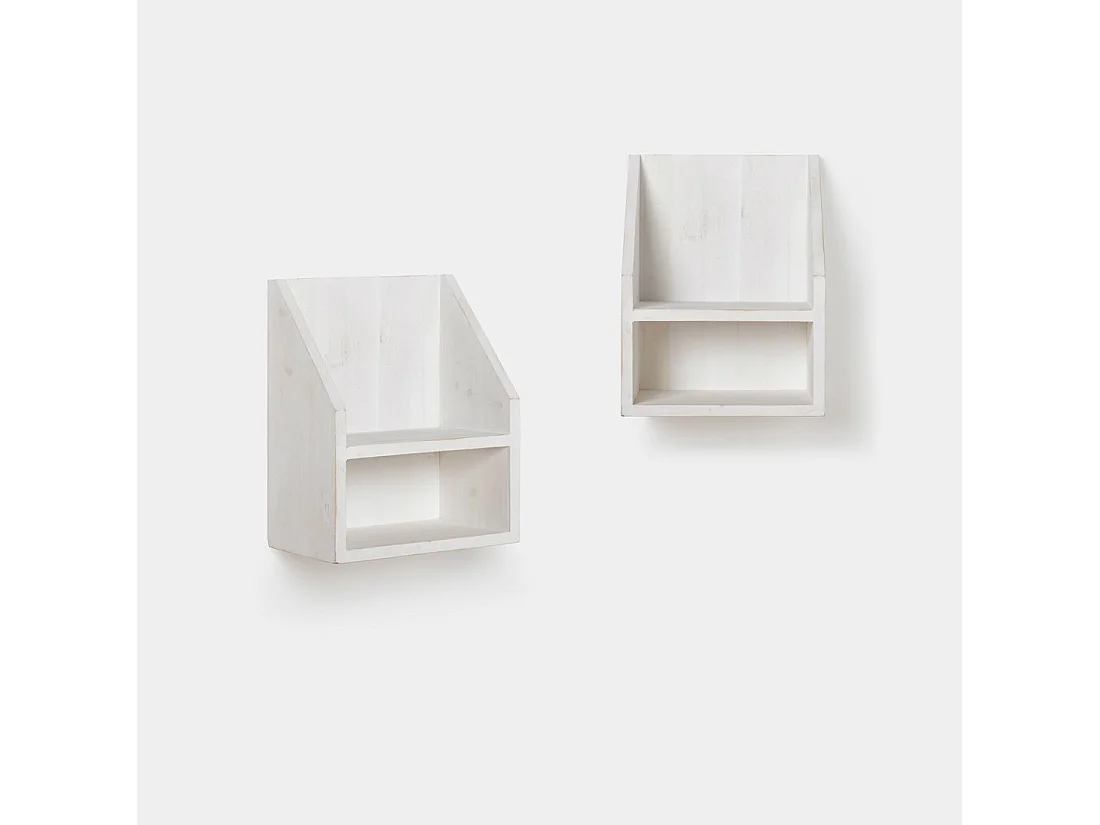 Mesita de noche flotante de Madera Blanco decapado 18 x 36- Folk