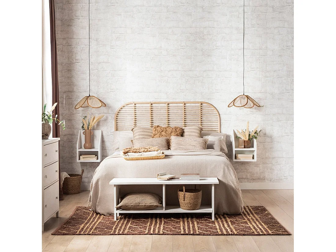 Mesita de noche flotante de Madera Blanco decapado 18 x 36- Folk