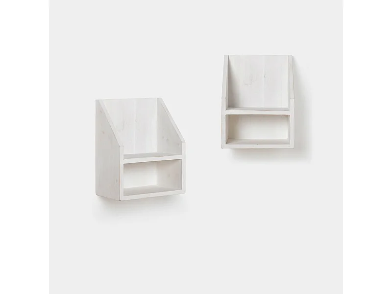 Mesita de noche flotante de Madera Blanco decapado 18 x 36- Folk