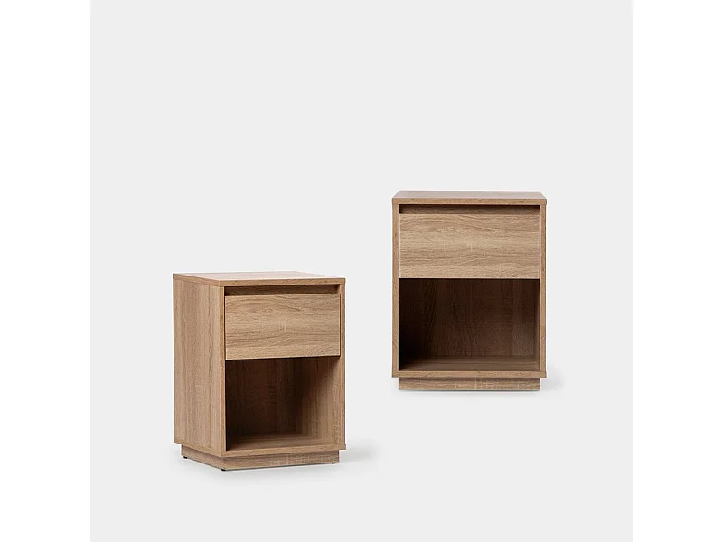 Mesita de noche 1 cajón de Madera Natural 50 x 40- Oslo