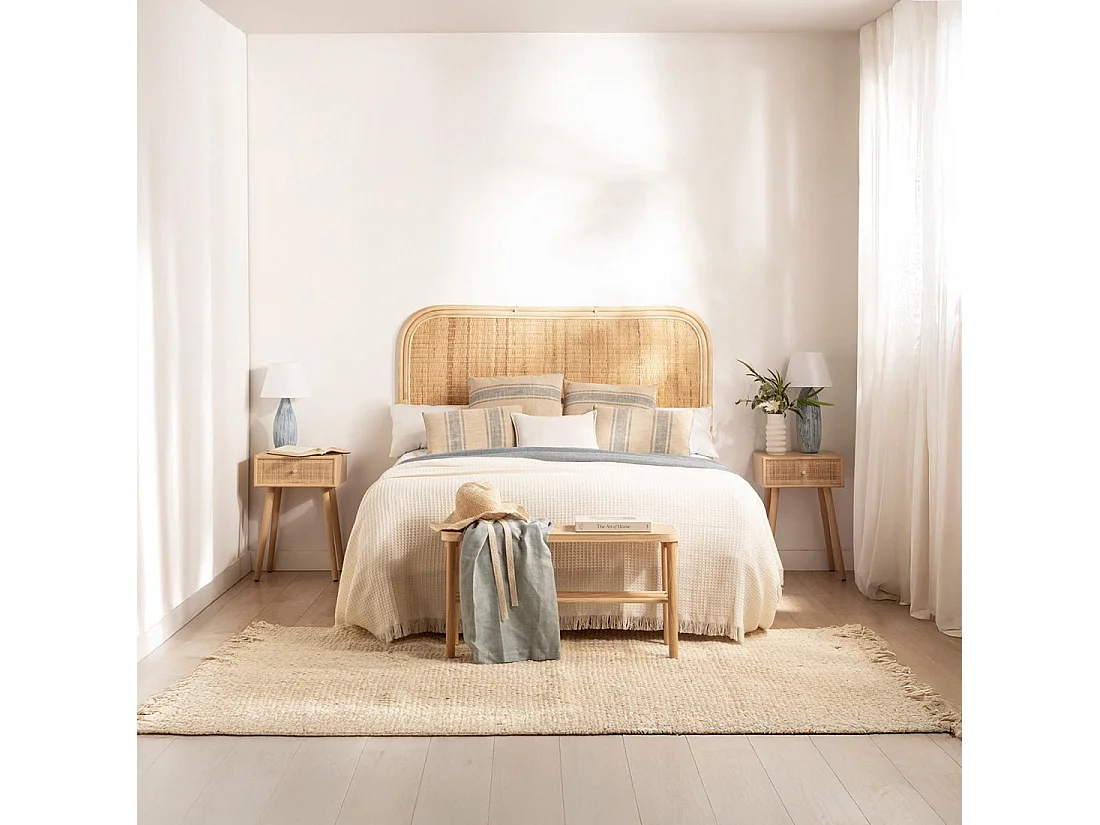 Mesita de noche 1 cajón de Fibra natural Natural 61 x 40- Lisa