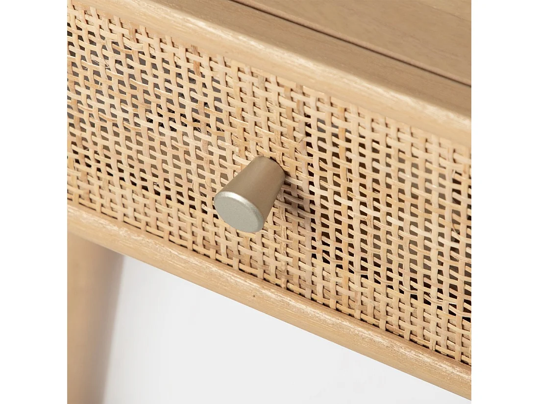 Table de chevet 1 tiroir en rotin naturel 40x61 cm-Lisa