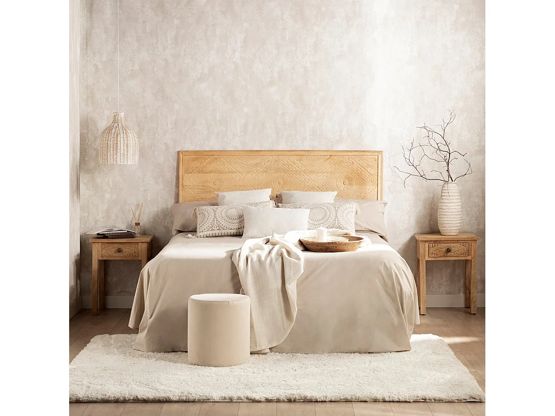 Table de chevet 1 tiroir en bois naturel 45x57 cm-Nala