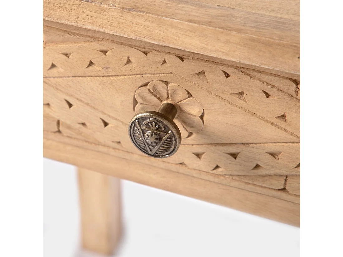 Table de chevet 1 tiroir en bois naturel 45x57 cm-Nala