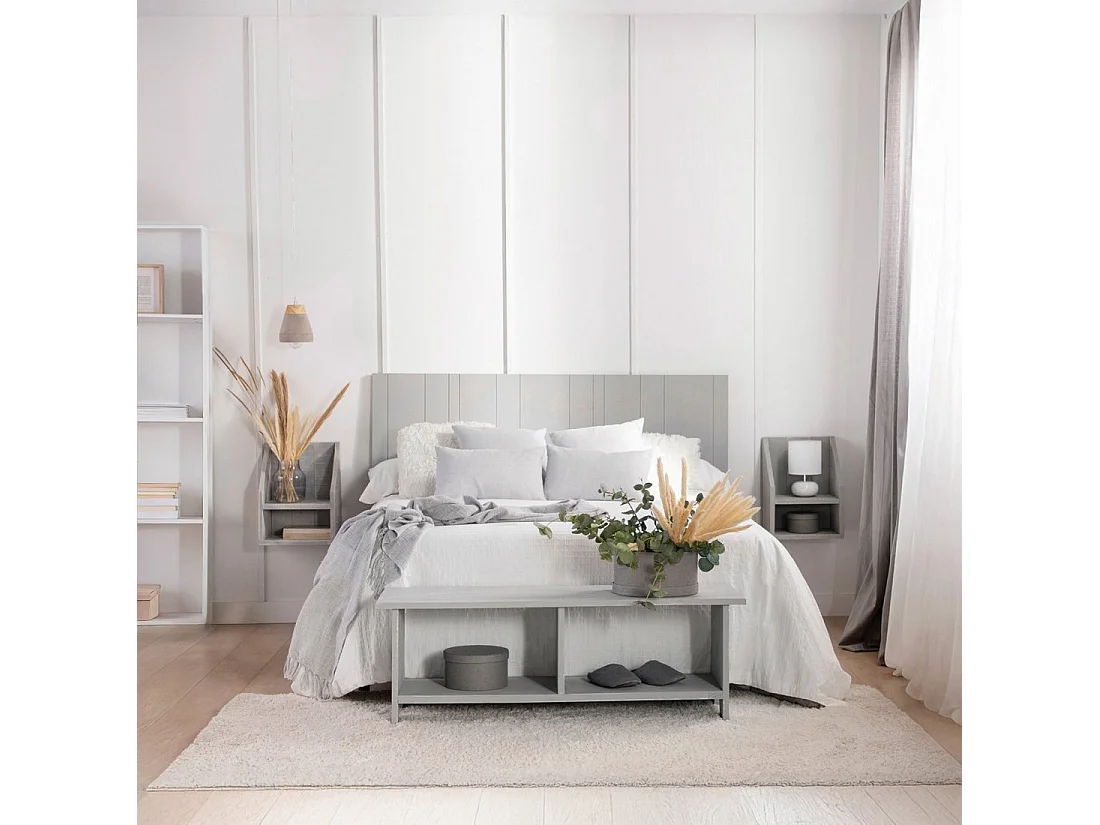 Table de chevet flottante en bois gris décapé 36x18 cm-Folk