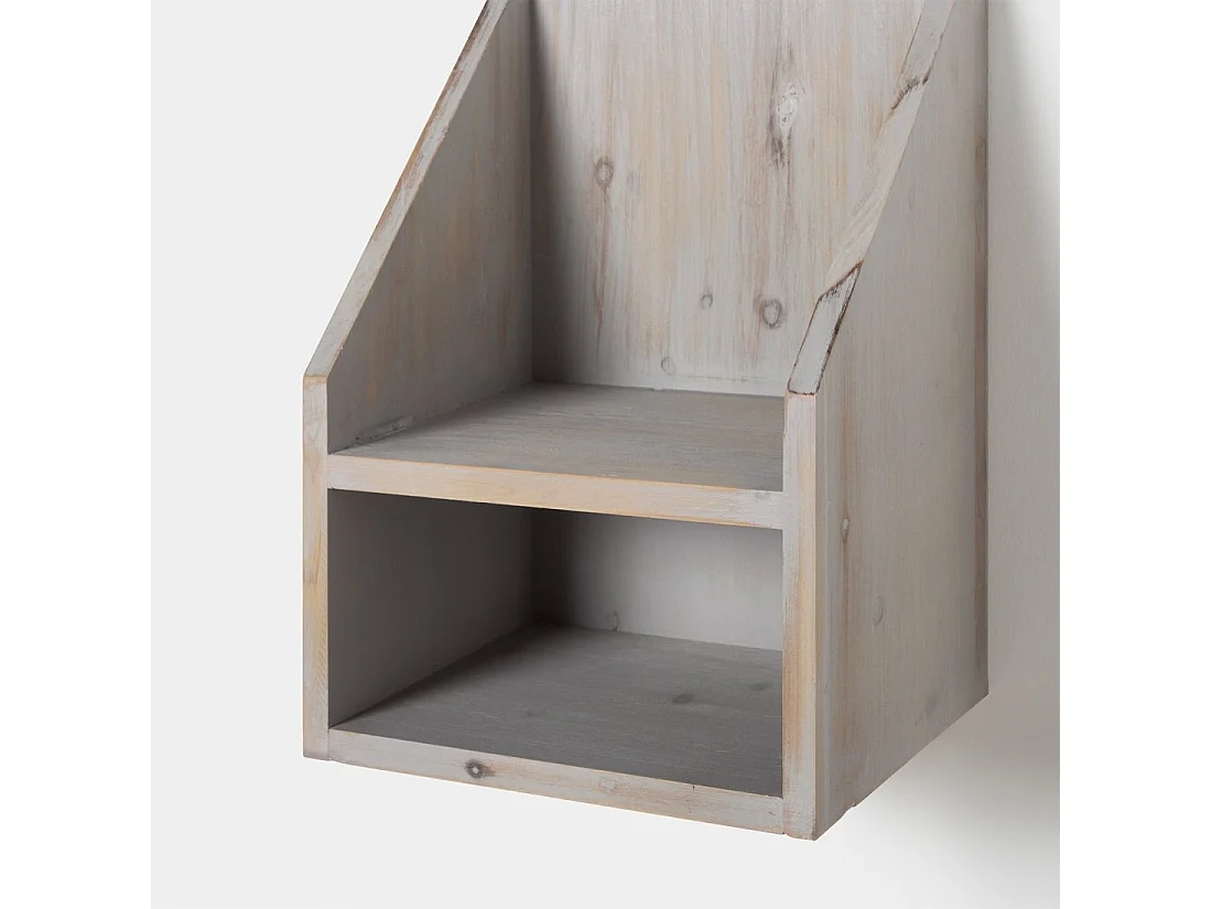 Table de chevet flottante en bois gris décapé 36x18 cm-Folk