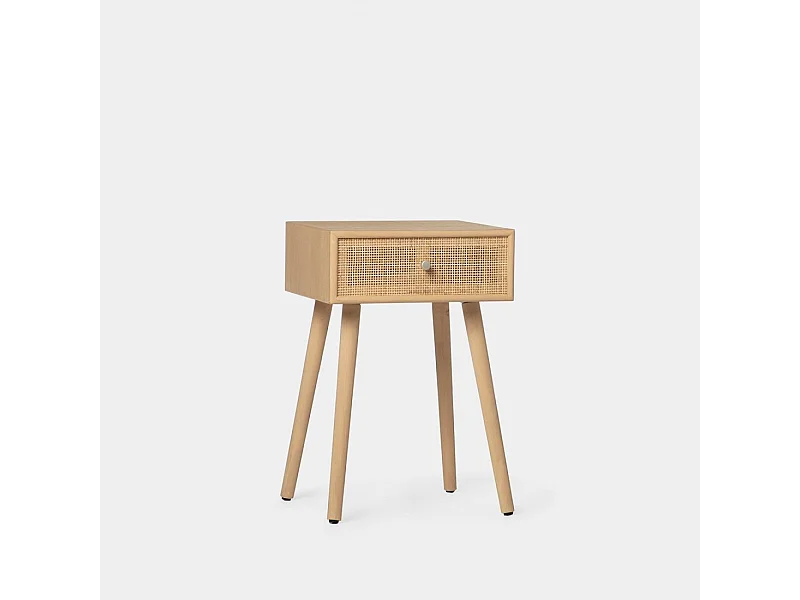 Mesita de noche 1 cajón de Fibra natural Natural 61 x 40- Lisa