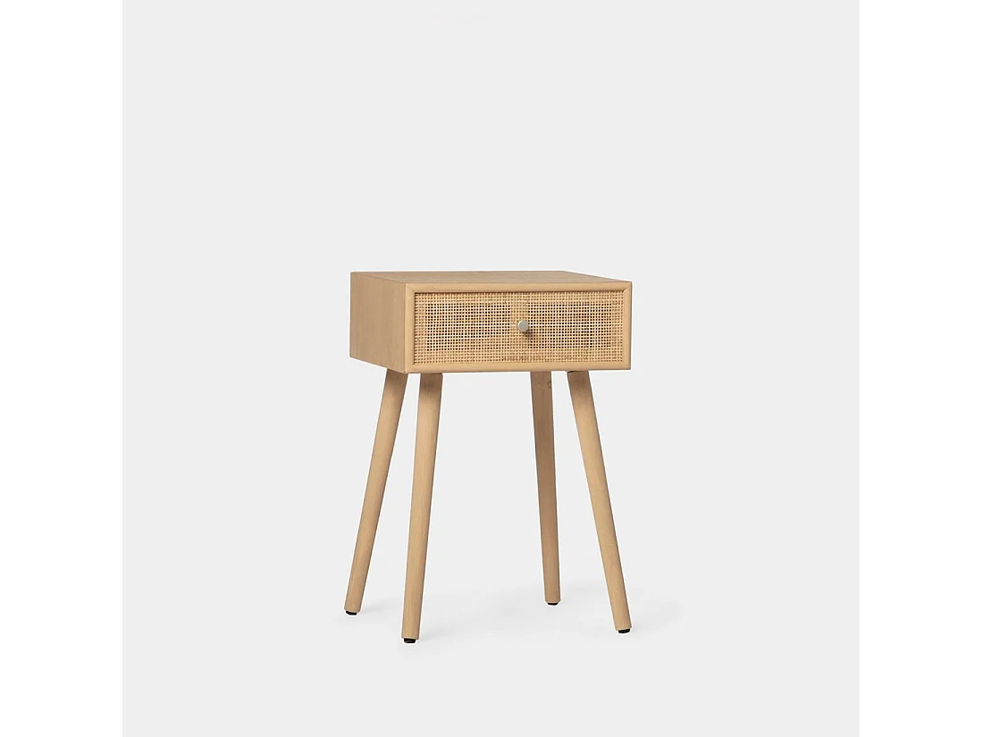 Table de chevet 1 tiroir en rotin naturel 40x61 cm-Lisa