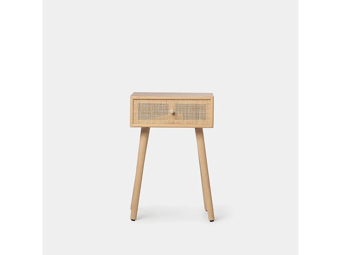 Table de chevet 1 tiroir en rotin naturel 40x61 cm-Lisa
