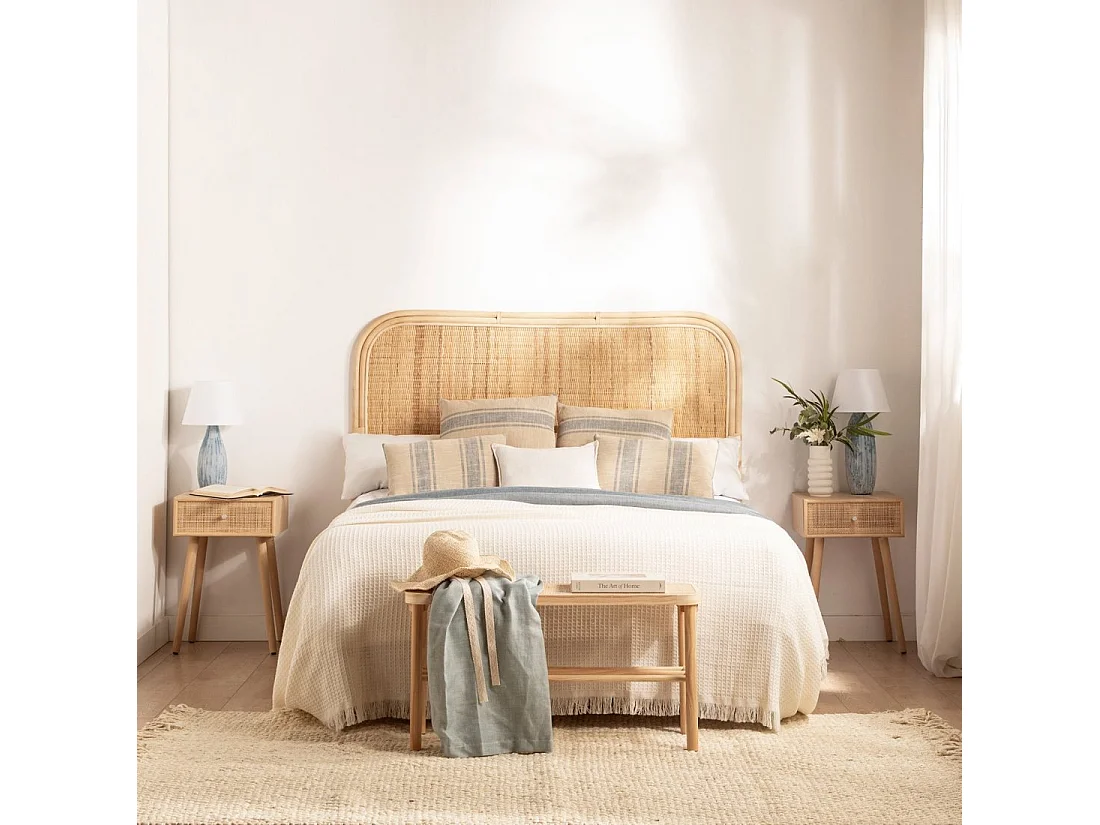 Mesita de noche 1 cajón de Fibra natural Natural 61 x 40- Lisa