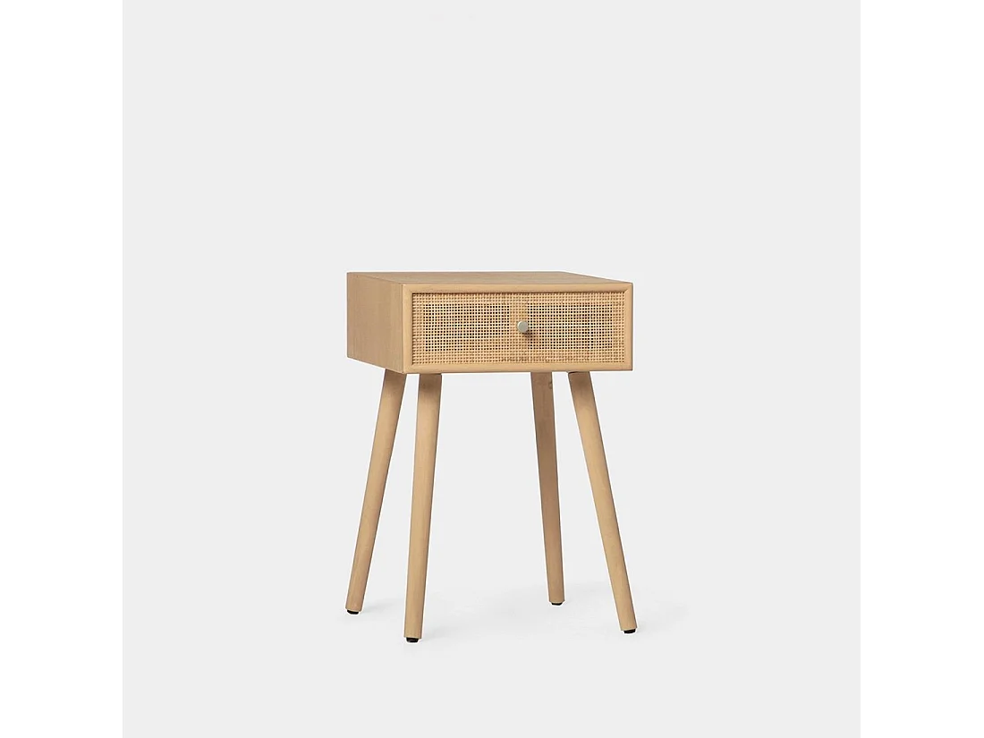 Table de chevet 1 tiroir en rotin naturel 40x61 cm-Lisa