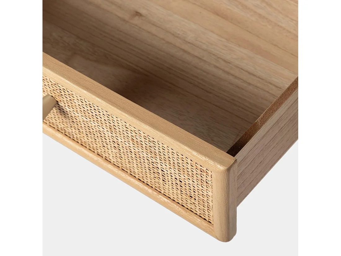 Table de chevet 1 tiroir en rotin naturel 40x61 cm-Lisa