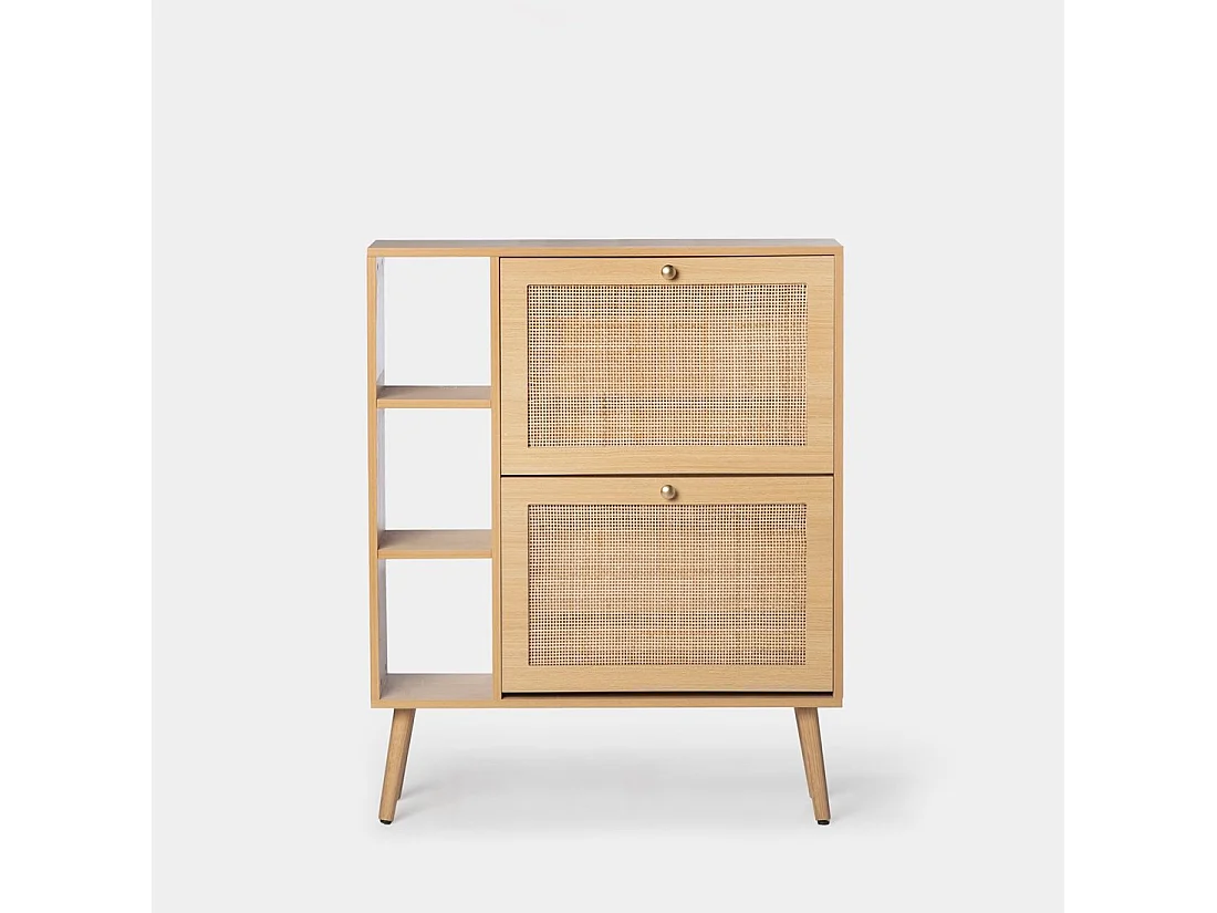 Armoire à chaussures double en rotin naturel 80x99 cm-Demi