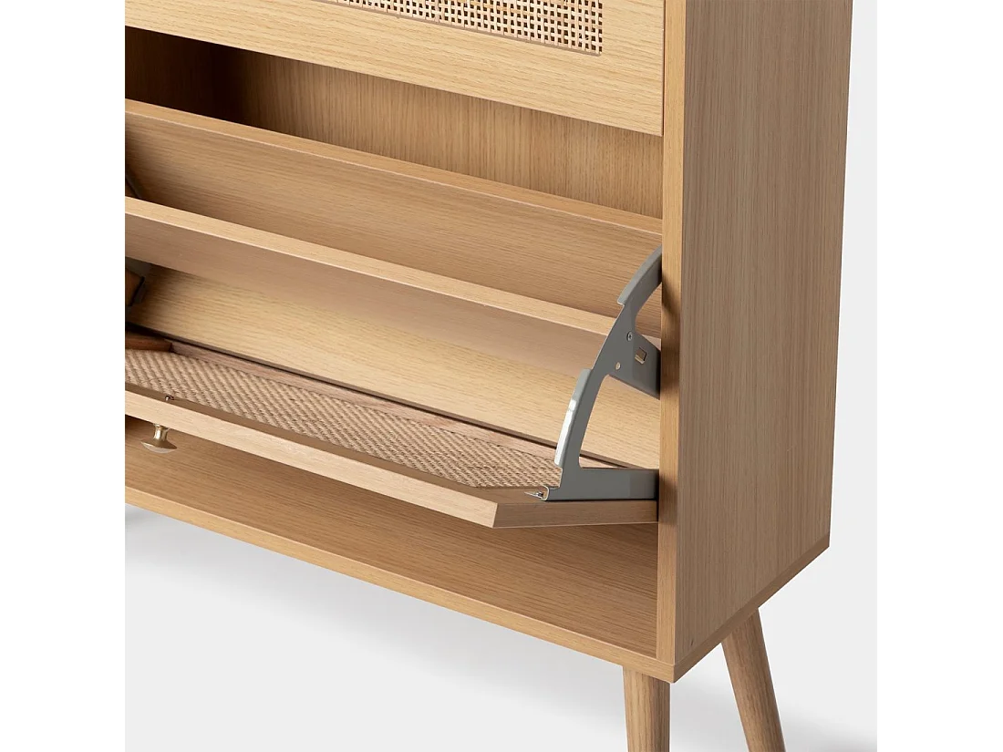 Armoire à chaussures double en rotin naturel 80x99 cm-Demi