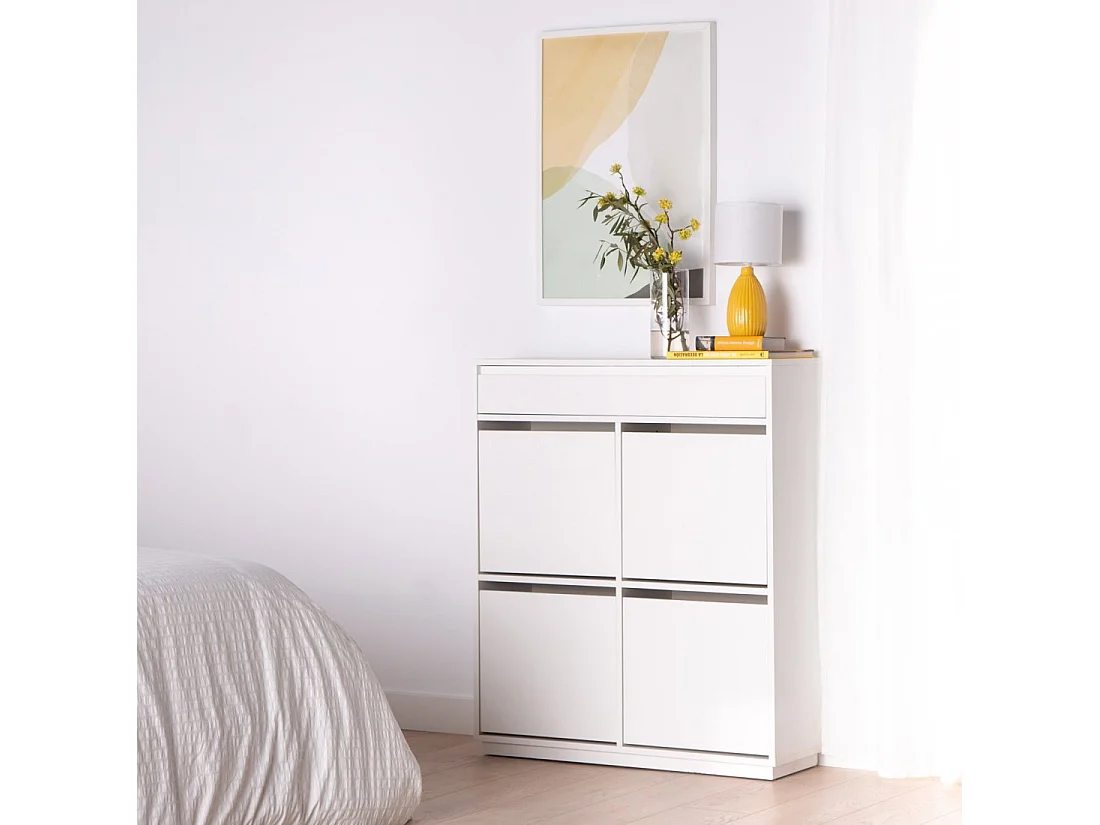 Armoire à chaussures double en laqué blanc 88x103 cm-Oslo