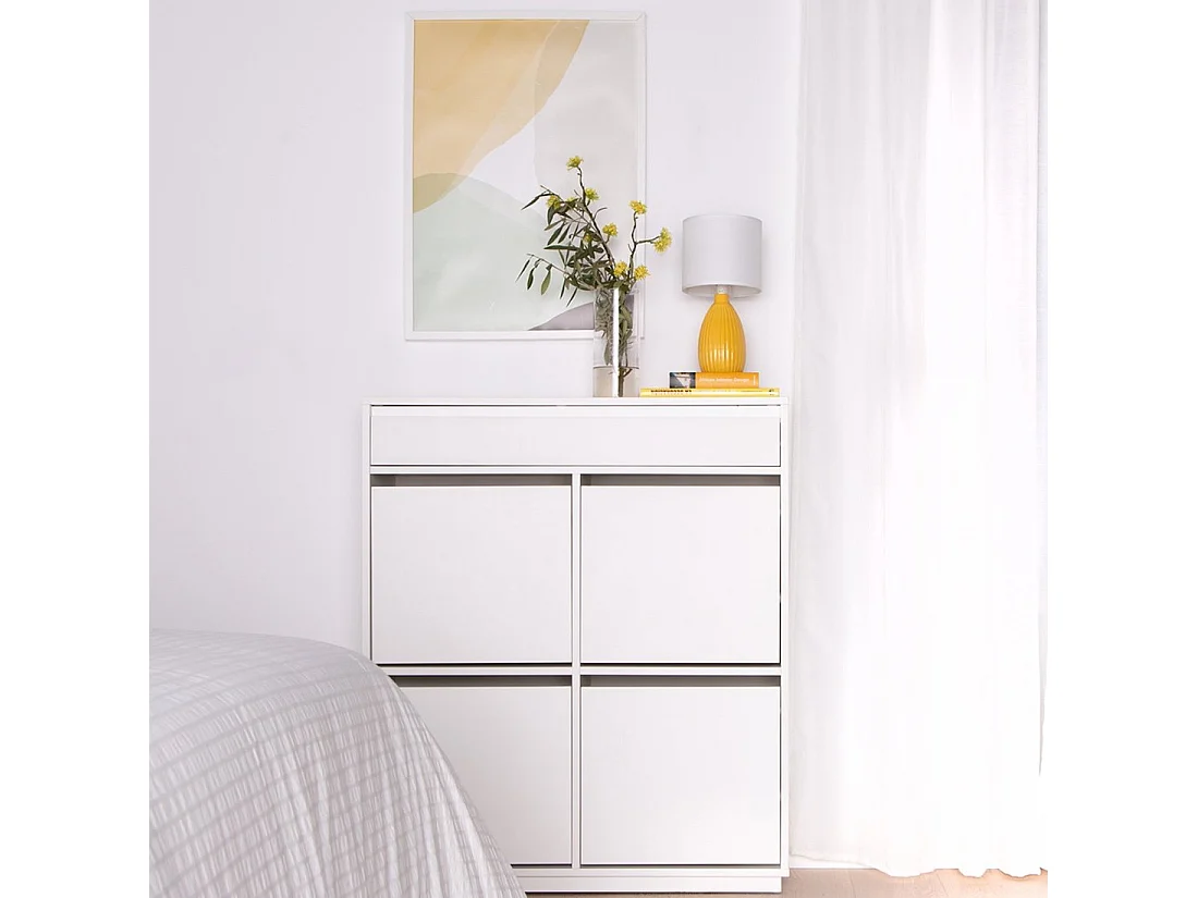 Armoire à chaussures double en laqué blanc 88x103 cm-Oslo