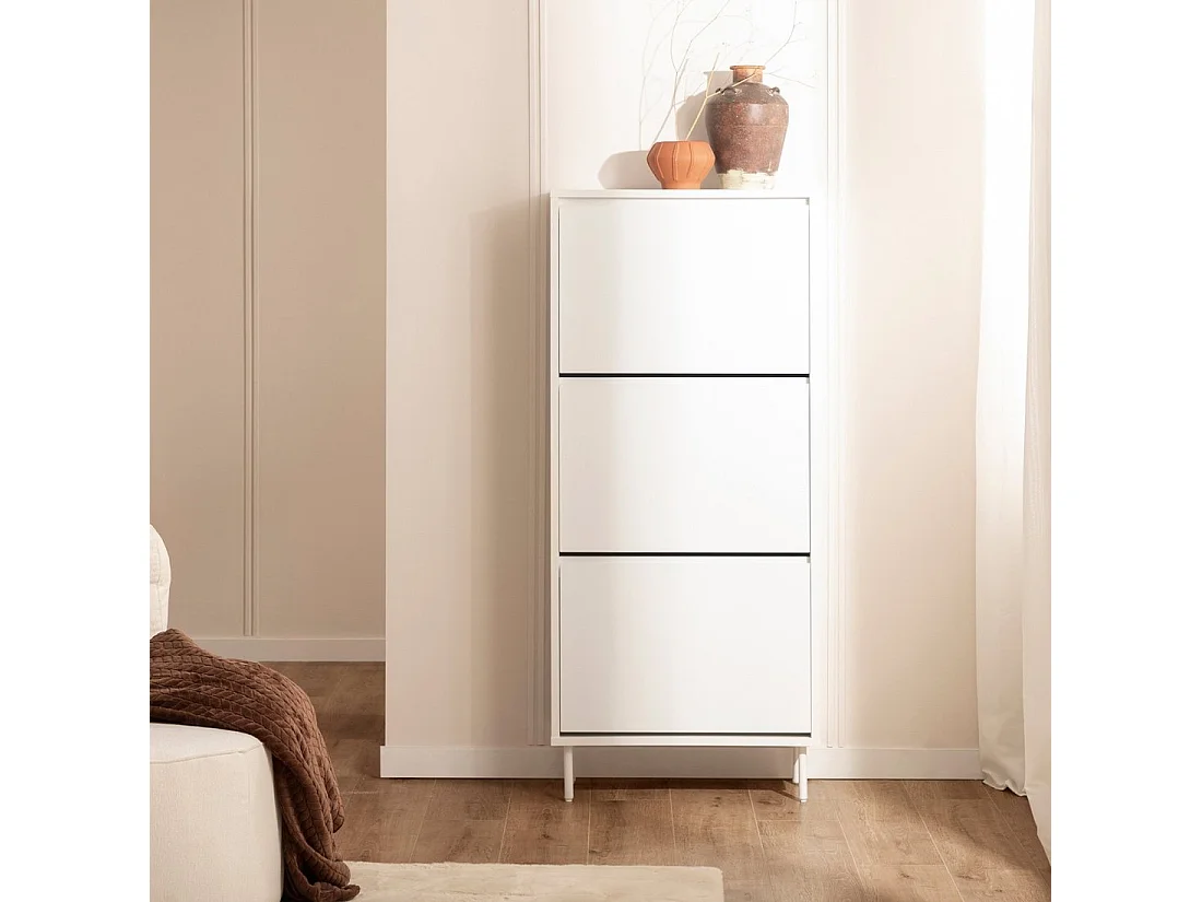 Zapatero estrecho de Lacado Blanco 146 x 64- Esben