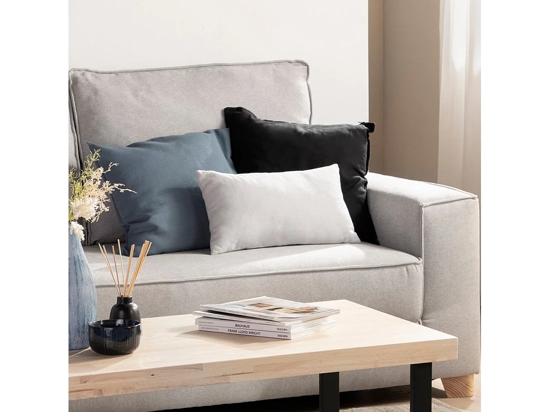 Coussin en tissu gris 50x30 cm-Basic