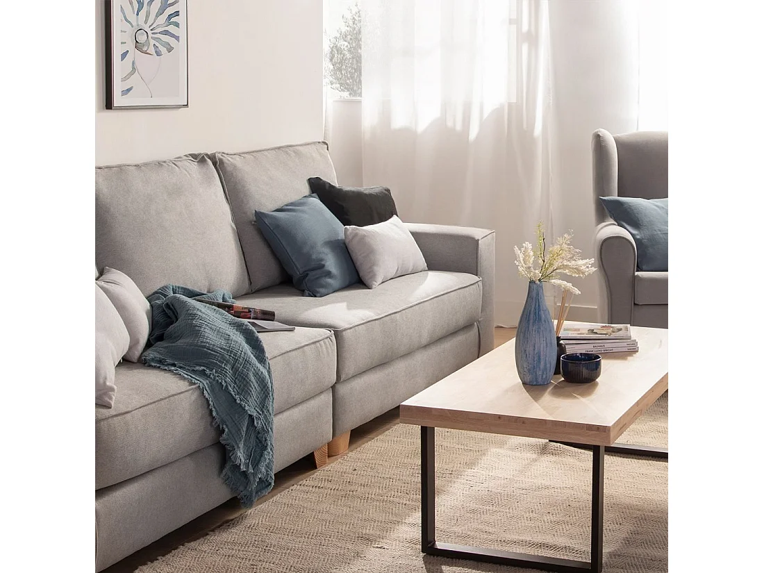 Coussin en tissu gris 50x30 cm-Basic