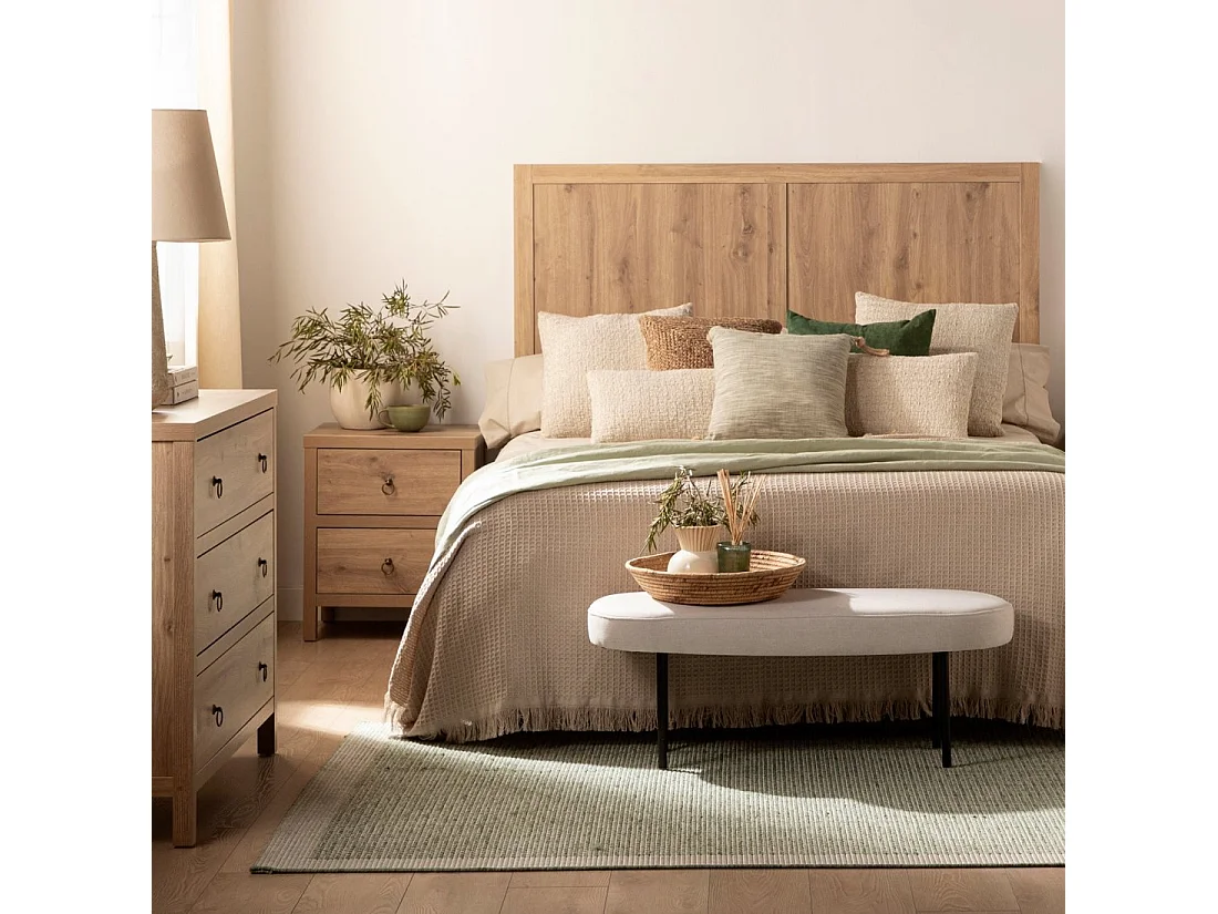 Banco en tissu beige 97x38 cm-Mena