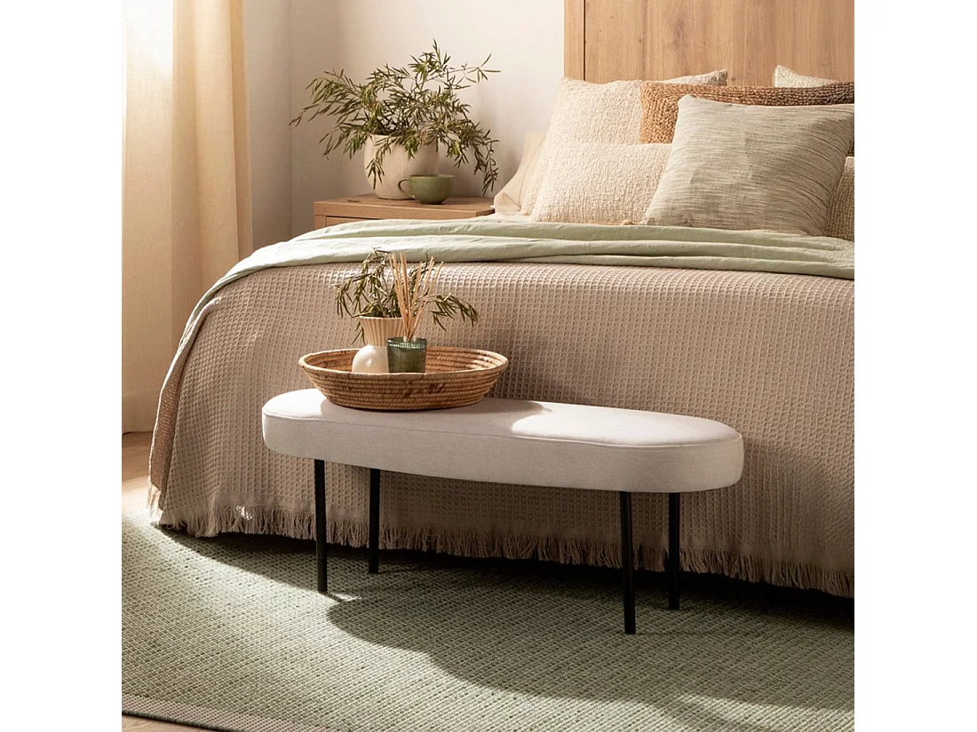 Pie de cama de Tela Beige 38 x 97- Mena