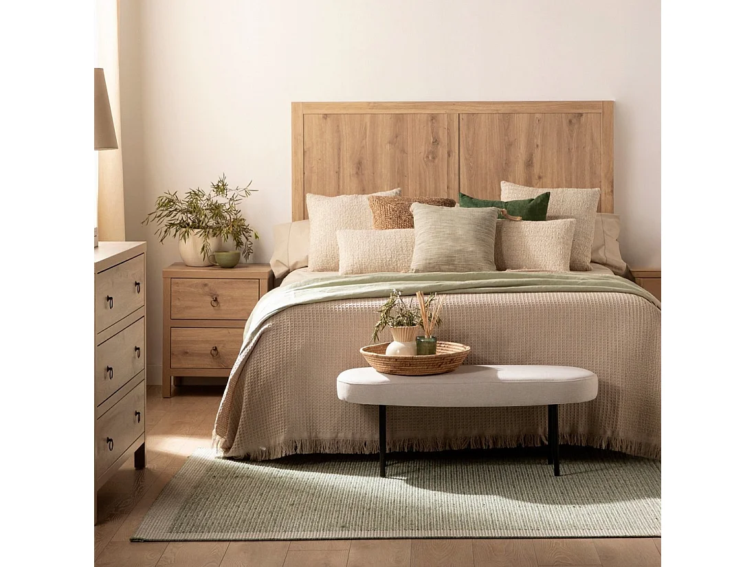 Pie de cama de Tela Beige 38 x 97- Mena