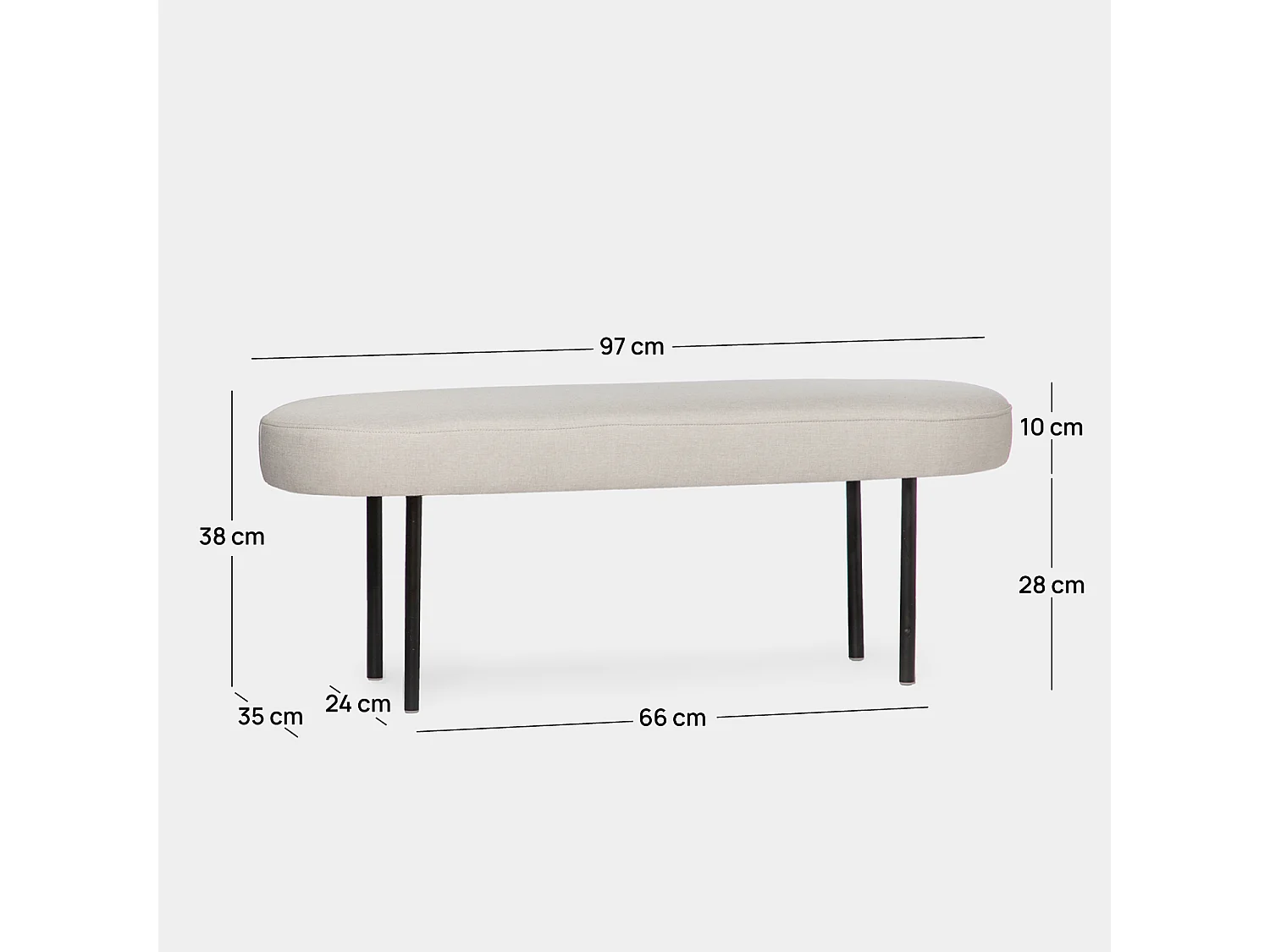 Pie de cama de Tela Beige 38 x 97- Mena